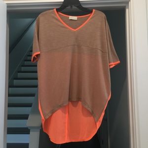 Tan and Orange Sheer T-Shirt